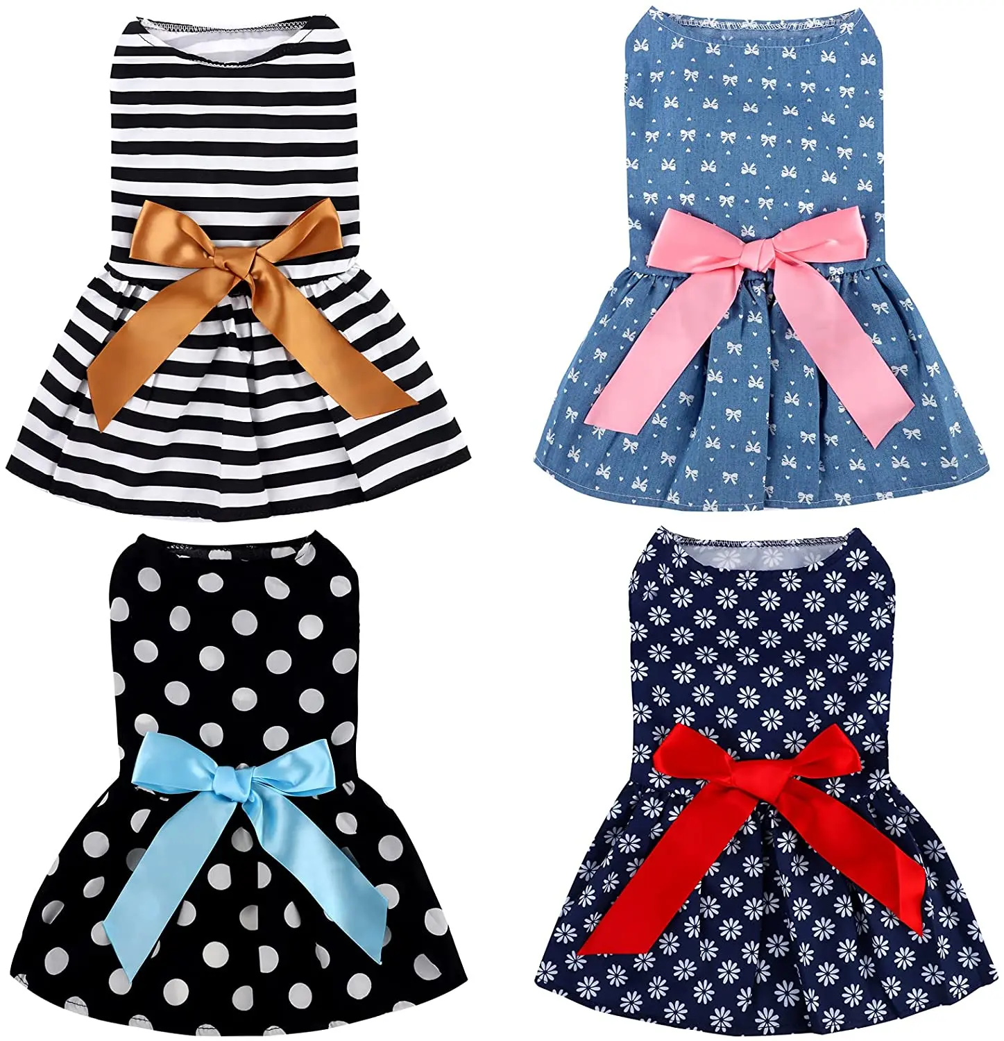 

Pet Dress Dog Dress with Lovely Bow Puppy Dress Pet Apparel Dog Clothes for Small Dogs and Cats