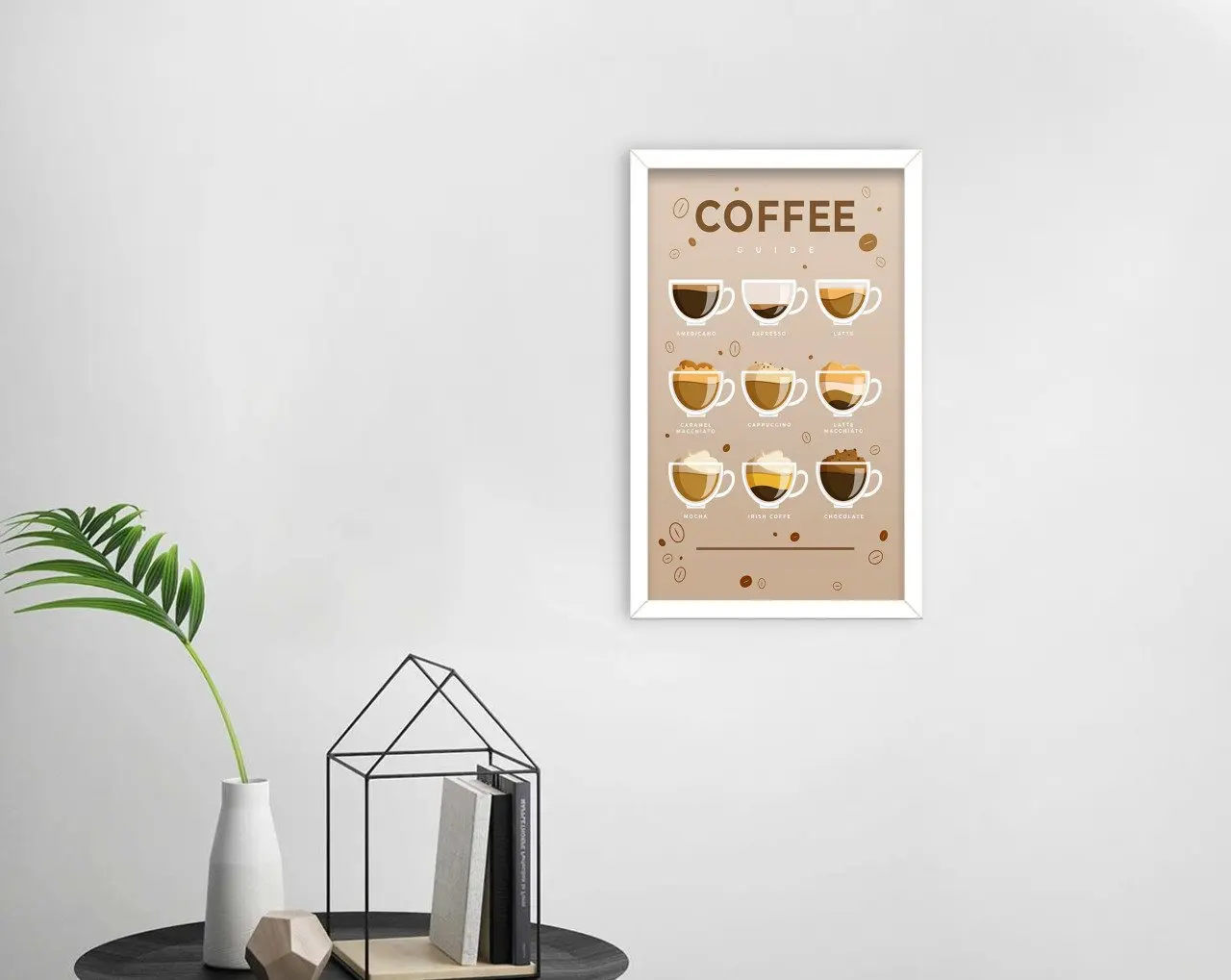 

BK Home Coffee Design Decorative Wood White Framed Tablo-13