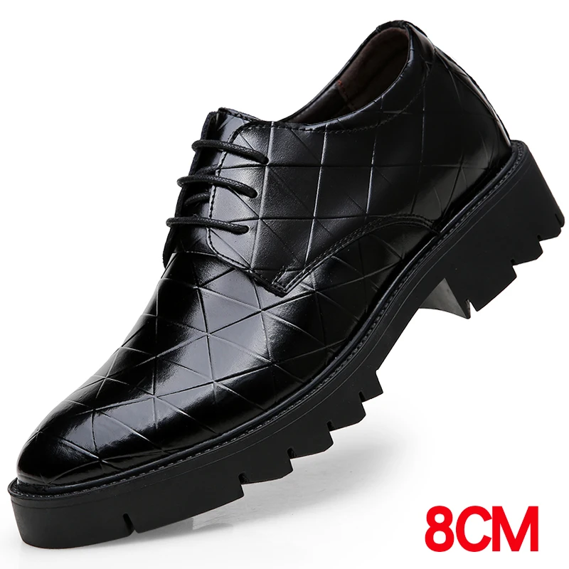 

Мужские деловые кожаные туфли на толстой подошве 8 см