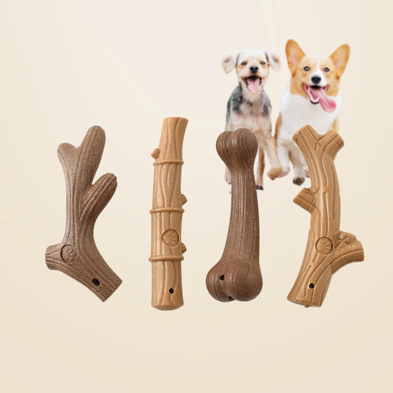 

New Interactive Toys for Dogs: Pets Biting Simulated Branches and Deer Horn Molded Teeth Wooden Fiber Toys