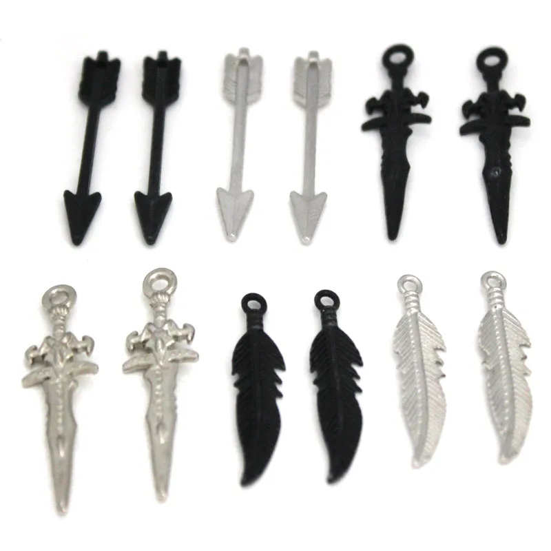 

20PCS/Lot Stainless Steel Black Plated Knight Sword Charms Pendants DIY Jewelry Making Accessories for Necklace Craft Findings