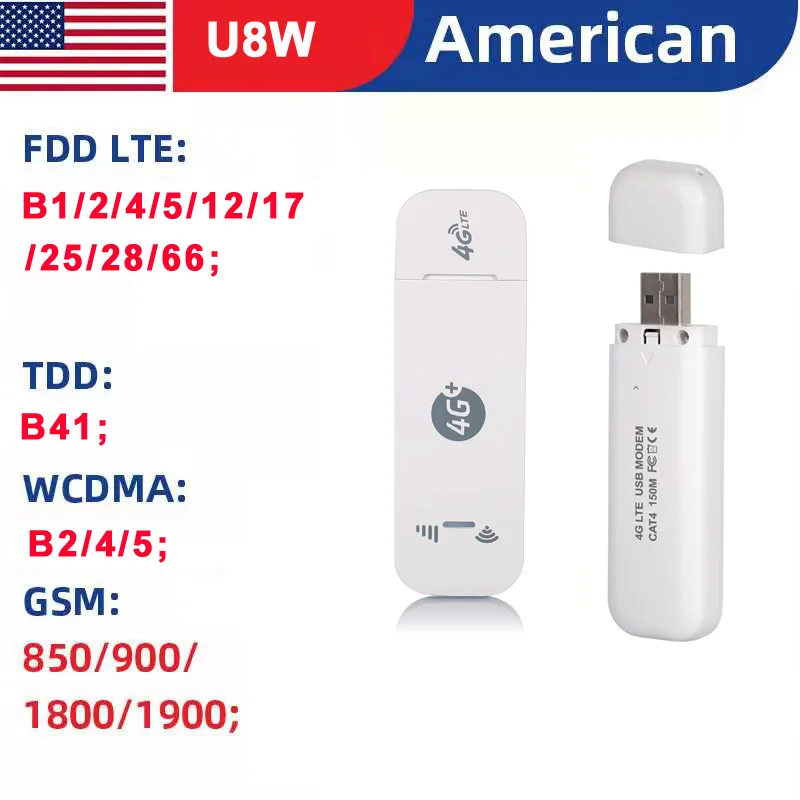 

U8W 3G/4G SIM Card Wifi LTE USB Router Modem Unlocked US Dongle Wireless Car Wi-Fi Hotspot Mobile Network Adaptor Broadband