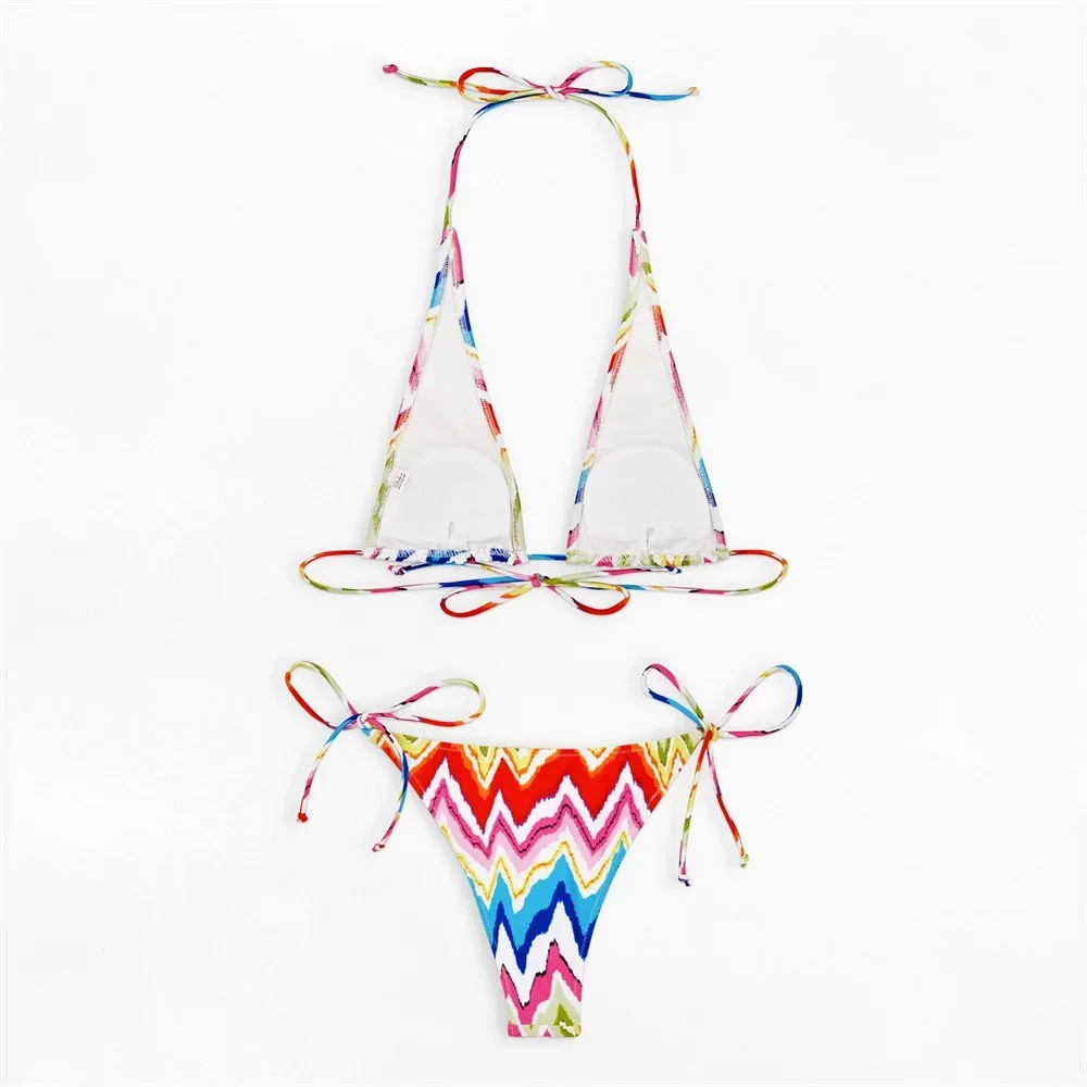 Бикини с лямкой на шее и открытой спиной разные цвета