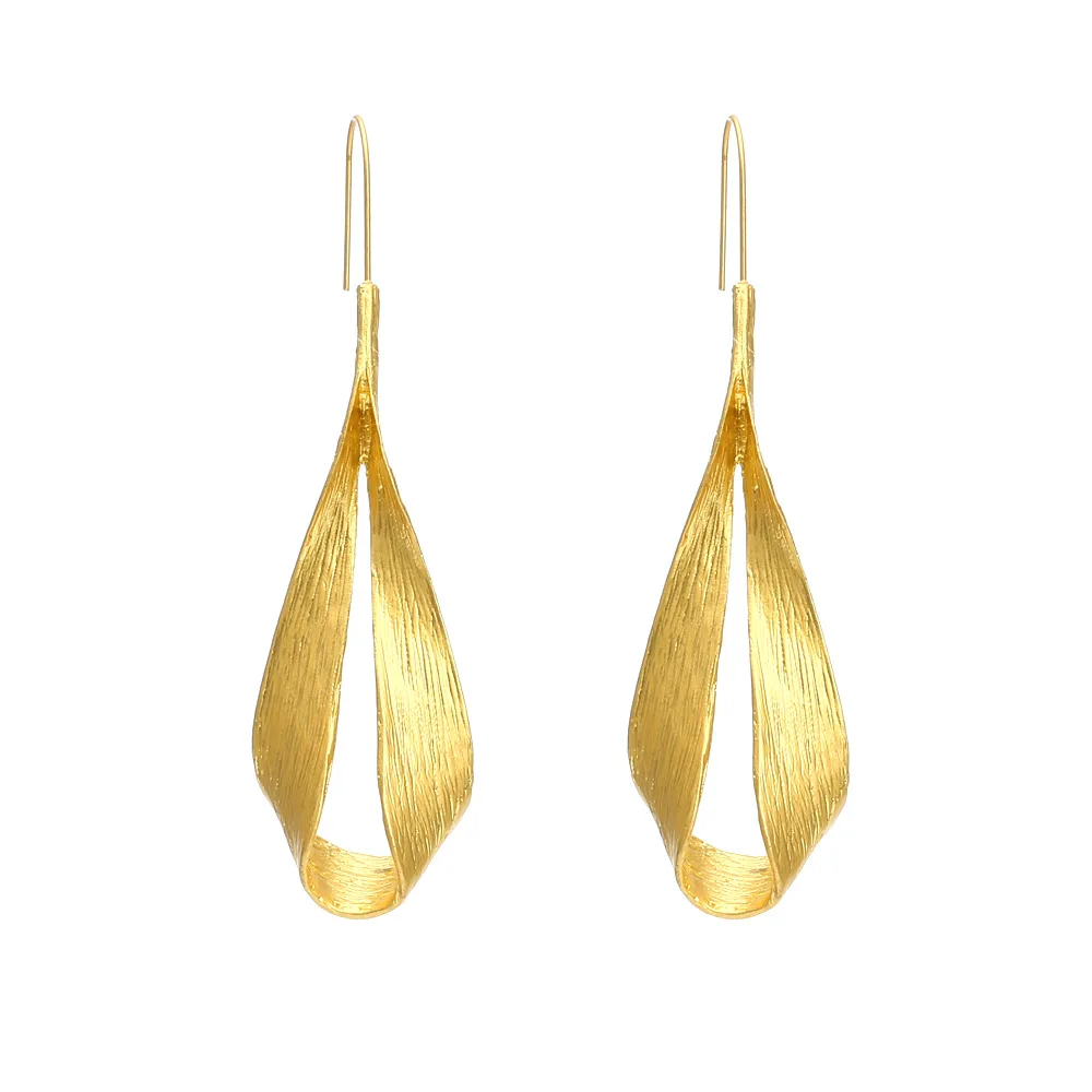 

LuxHoney Retro Chic Gold Silver Plated Water Drop Shaped Leaf Hook Dangle Earrings for Women OL In Party ZA Fashion