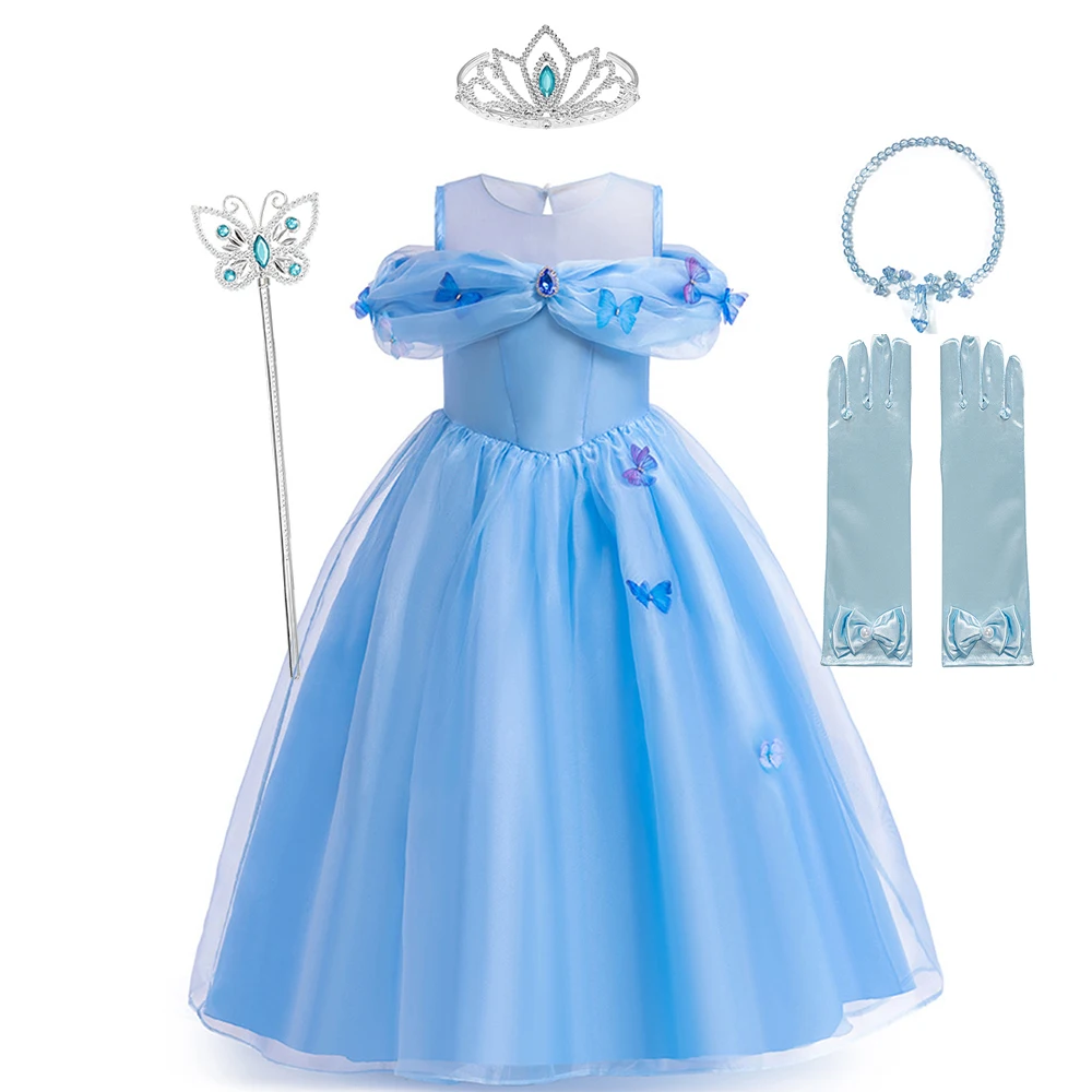Платье принцессы для девочек на тему Диснея костюм Золушки Рапунцель нарядный