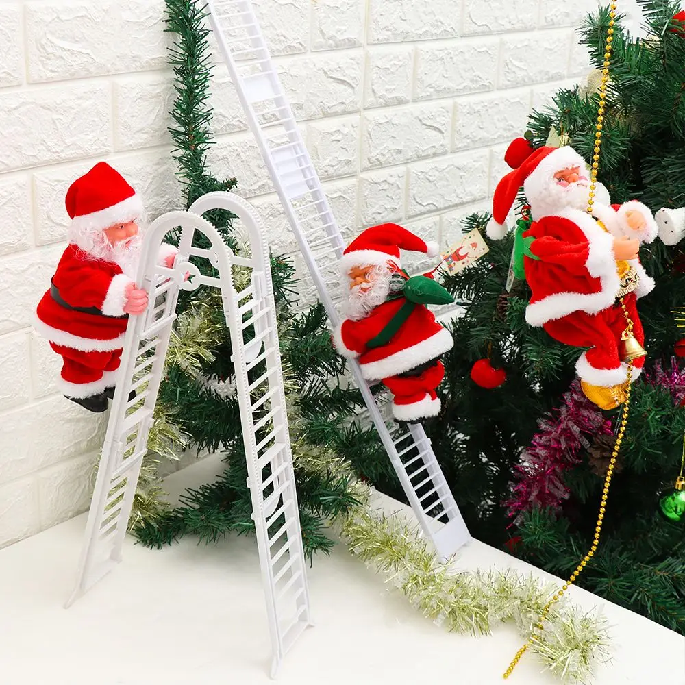 

Indoor Door Xmas Tree Hanging Ornaments Climbing Ladder Rope Santa Claus Doll Electric Musical Toy Christmas Decoration