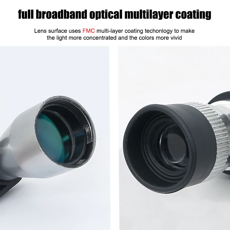 Mini 8X20mm Silver Monocular Scope for Camping Travelling Hiking Optical Monocular Telescope Green Coated Outdoor Monocular