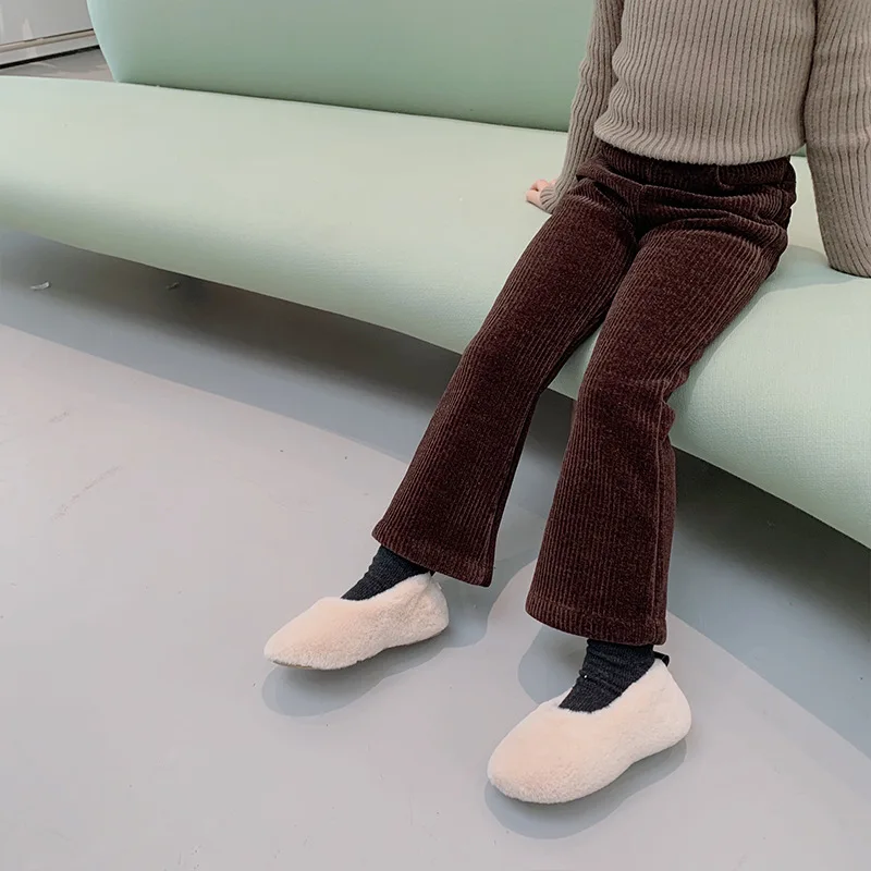 

Flare Pants Ankle Length Elastic Waist Loose Solid Cotton New Fashion Comfortable Cute Lovely Simple Winter Auutmn Children Girl