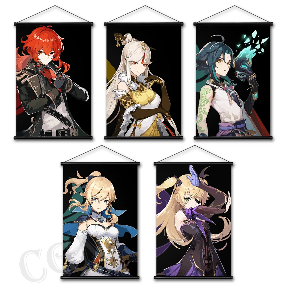 

Ganyu Hutao Canvas Painting Game Poster Genshin Impact Wall Picture Eula Hanging Scrolls Cuadros Living Room Home Decor Mural