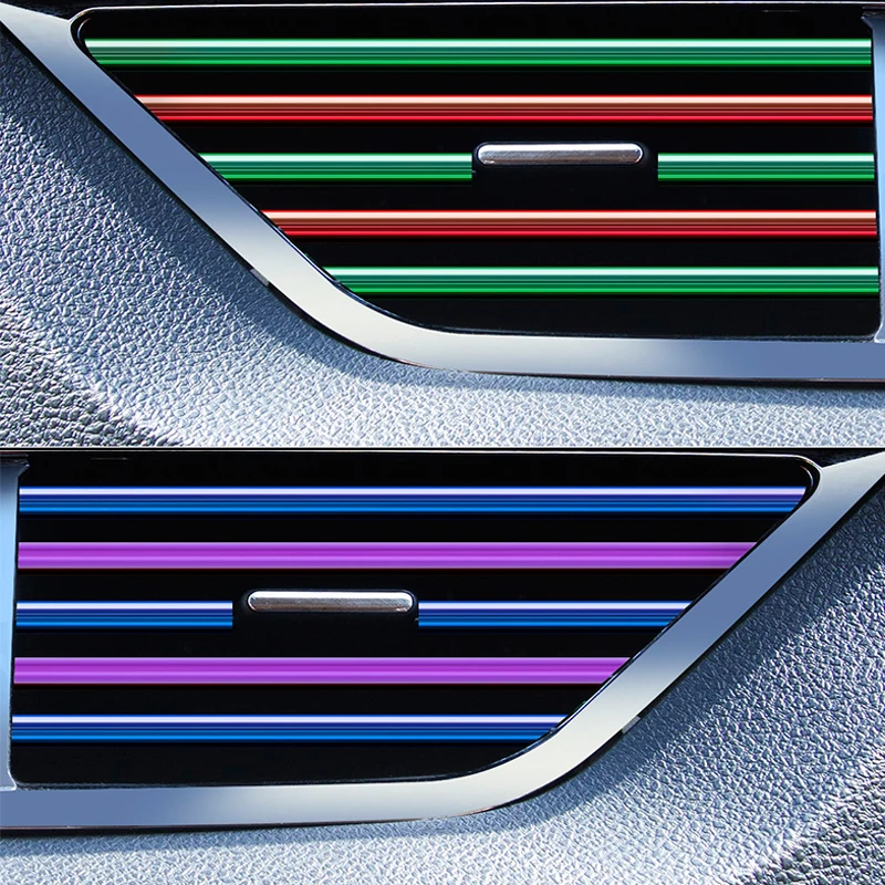 

10pcs 20cm Car Styling Mouldings Air Outlet Trim Strip Auto Air Vent Grilles Rim Trim Cars Decoration Strips Chrome Accessories