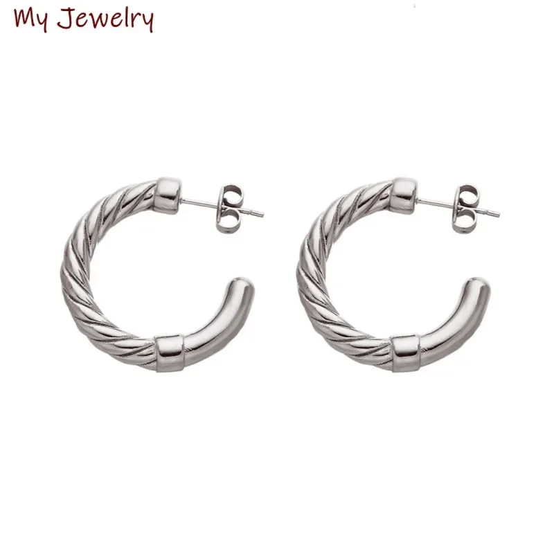 Глянцевые модные серьги из нержавеющей стали Twist CC ювелирные изделия роскошные