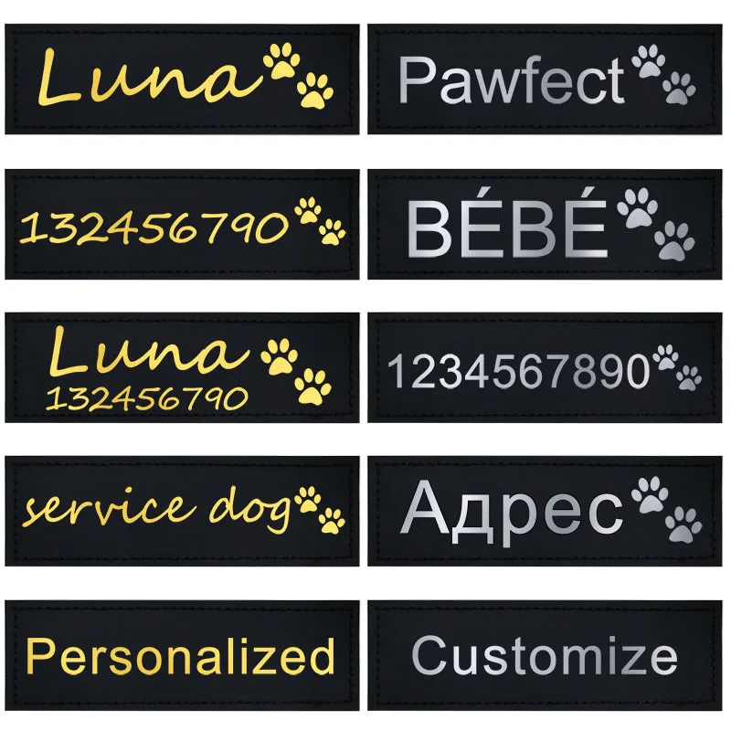 2 PCS Dog Tag Patches Personalized ID Name Custom Labels K9 Harness Collar Sticker Custom Pet Supplies
