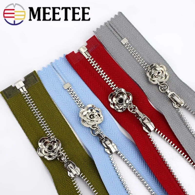 

Meetee 2Pcs 3# Metal Zippers 20-70cm Auto Lock Closed&open Zip for Sewing Bags Pocket Wallet Garment Zipper Repair Accessories