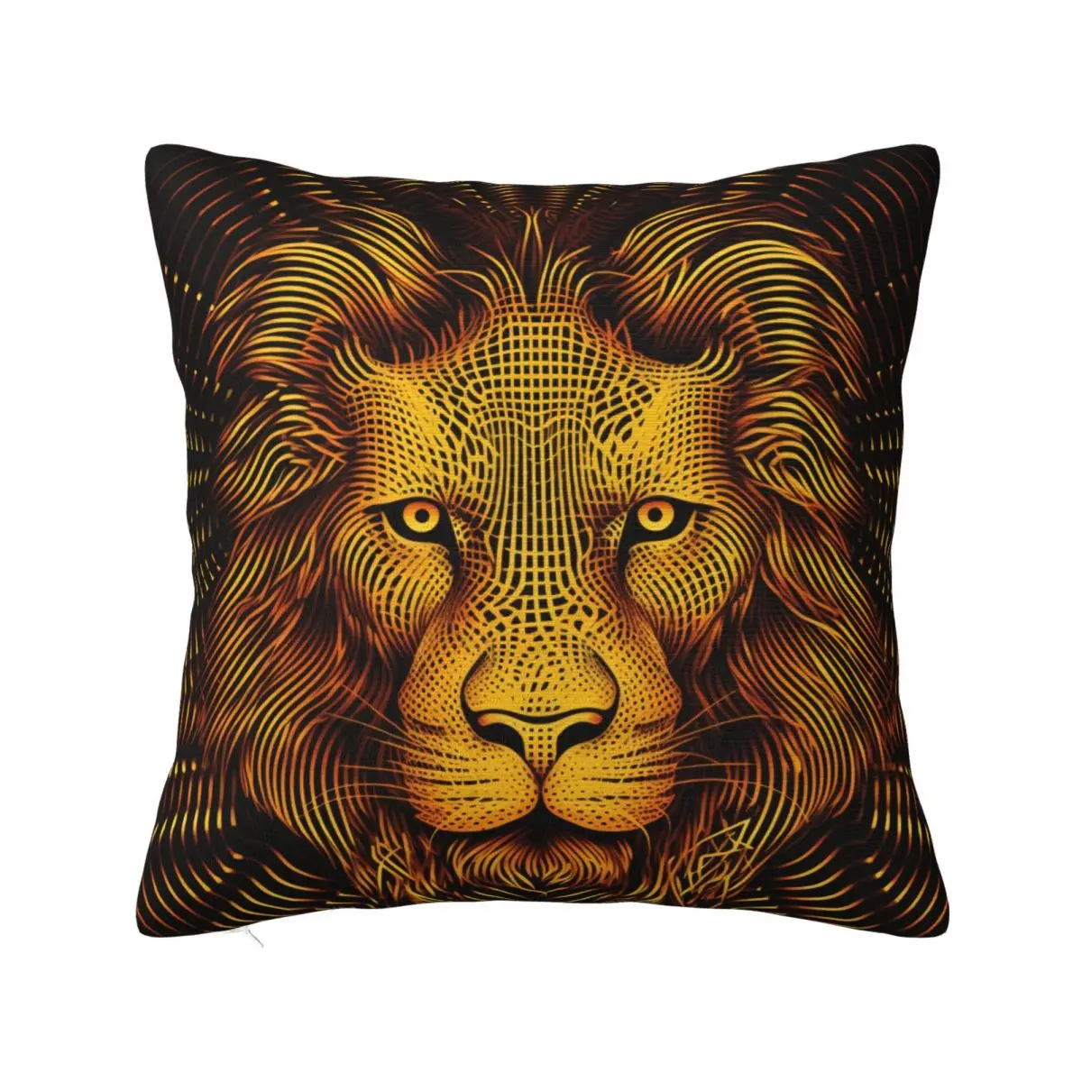 

Lion Pillow Case Psychedelic Lines Portraits Summer Modern Pillowcase Polyester Hugging Zipper Cover