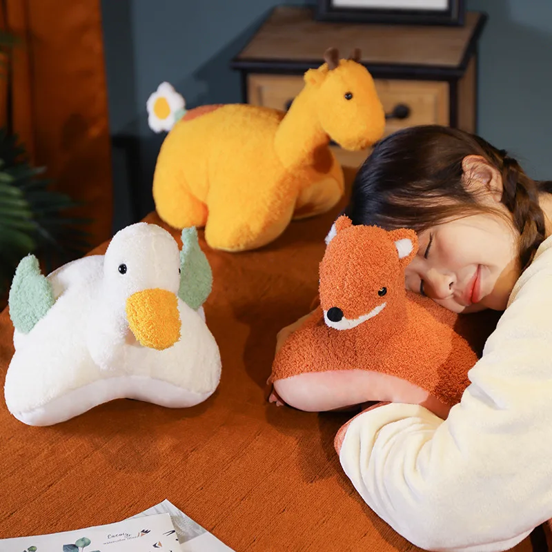 

35cm Kawaii Fox Deer Goose Plush Pillow Toy Soft Stuffed Animals Dolls Pillow Plush for Girlfriend Children Gifts Home Decor