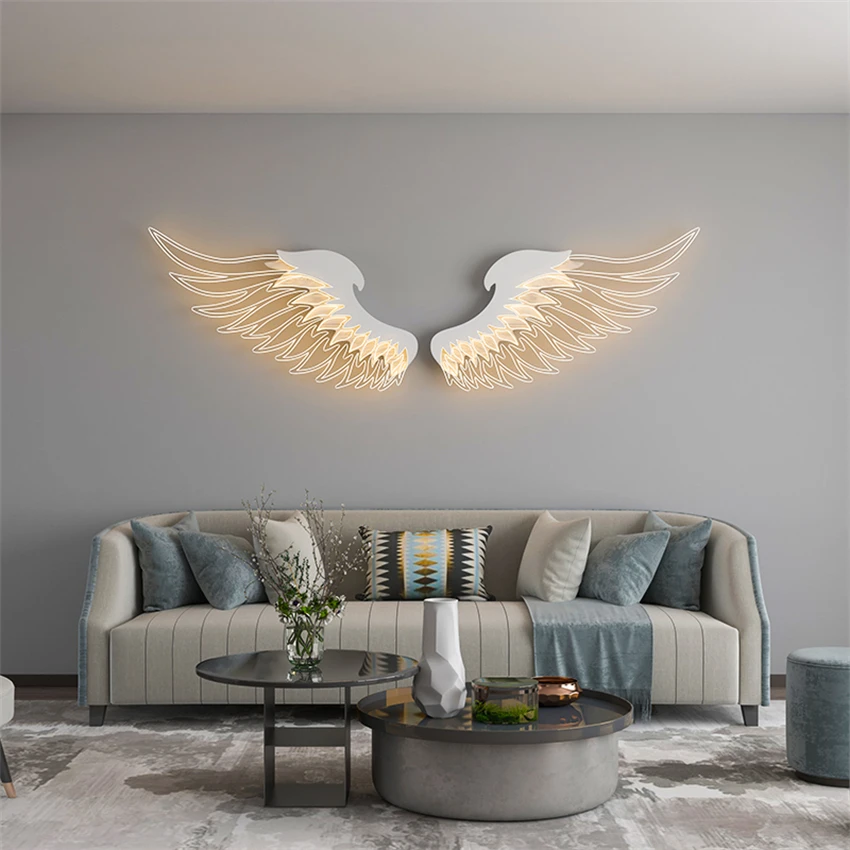 

Nordic Wall Sconce Lamp Acrylic White Wings LED Lamp Luster for Luxury Living Room Decoration Dressing Table Bedside Night Light