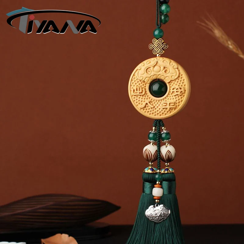 

Tiyana Chinese Traditional Car Hanging Decoration Pandent Rosewood Dragon Ornaments Amulet Pray for Luck Safety accesorios coche