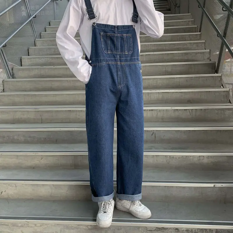 5Xl Denim Suspender Pants Men Straight Baggy Jumpsuit Blue Jeans Spring Summer Overalls Oversized Korean Fashion Man Y2K Clothes