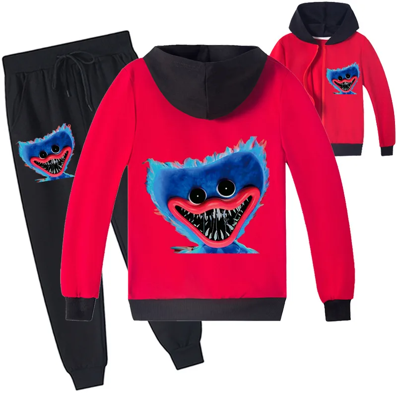

Game Poppy Playtime Hoodie Kids Huggy Wuggy Clothes Teenager Boys Zipper Jackets+Sweatpants 2pcs Sets Toddler Girls Sportsuits