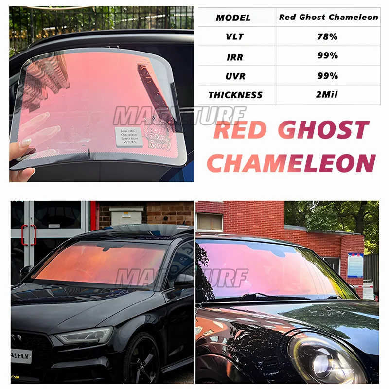 100x300 см Ghost Rose Red Chameleon VLT78% фольга для лобового стекла автомобиля тонировка