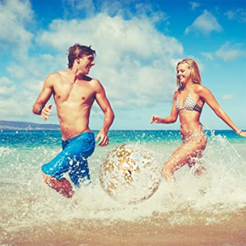 

Inflatable Glitter Confetti Beach Ball Swimming Pool Toys Balls For Kids Adult Summer Water Fun Toys Volleyball Football Supply