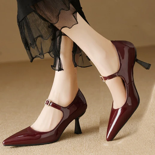 

EAGSITY patent leather slingback mary jane high heel women shoes pumps night club sexy wedding party dancing