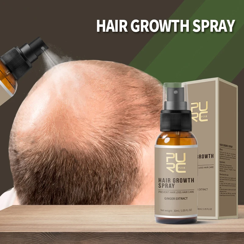 

PURC 2pcs Fast Hair Growth Products Sets Regrowth Spray Hair Care Scalp Treatment Ginger Extract Prevent Hair Loss For Men Women