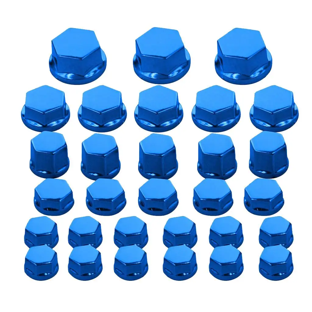 

30Pc Motorcycle Nut Screw Cover for for Blue