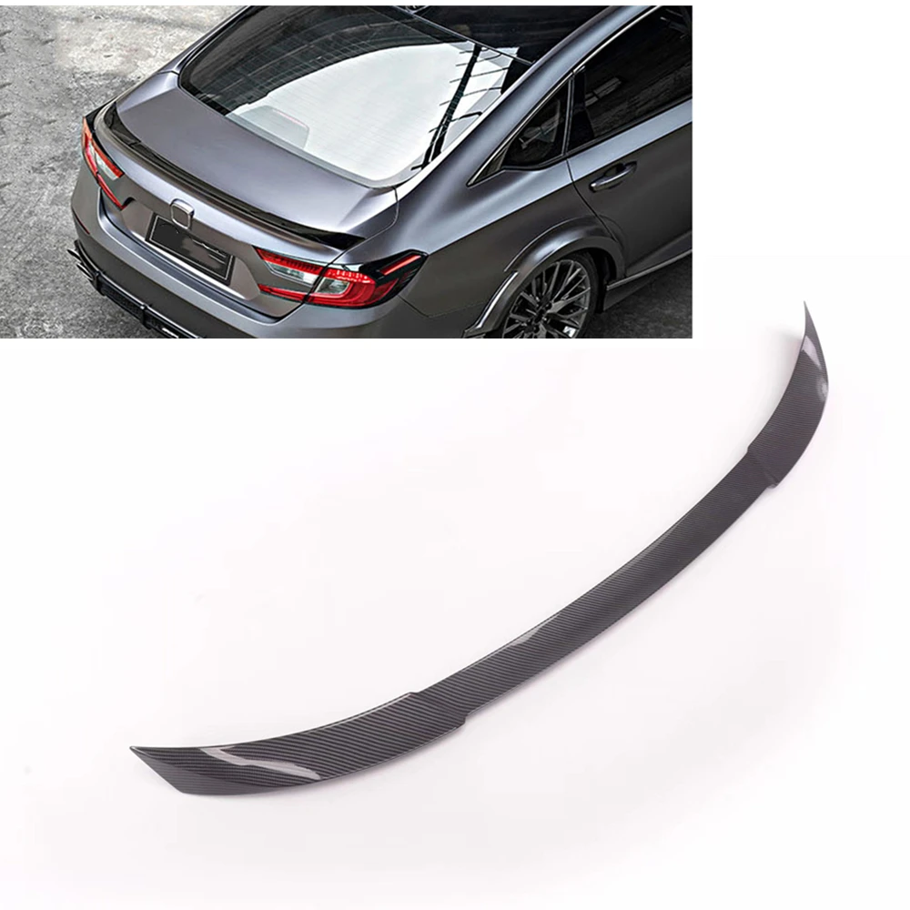 Car Rear Trunk Spoiler Wing Carbon Fiber Look Lid Decklid Trim Lip For Honda Accord 4 Door Sedan Models 2018-2022 AKASAKA