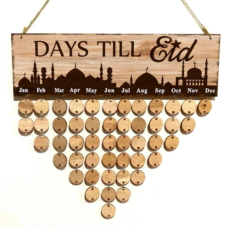

Wooden Calendar Listing Eid Al-Fitr Countdown Blackboard Listing Home Decoration Wood Craft Gift