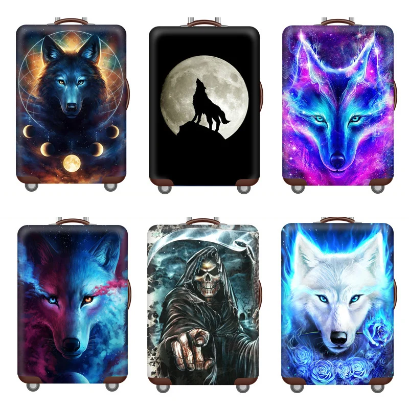 3D Wolf Luggage Protective Cover Travel Accessories 18-32 Inch Suitcases Travel Gadgets Printed Elasticity Baggage Case Cover