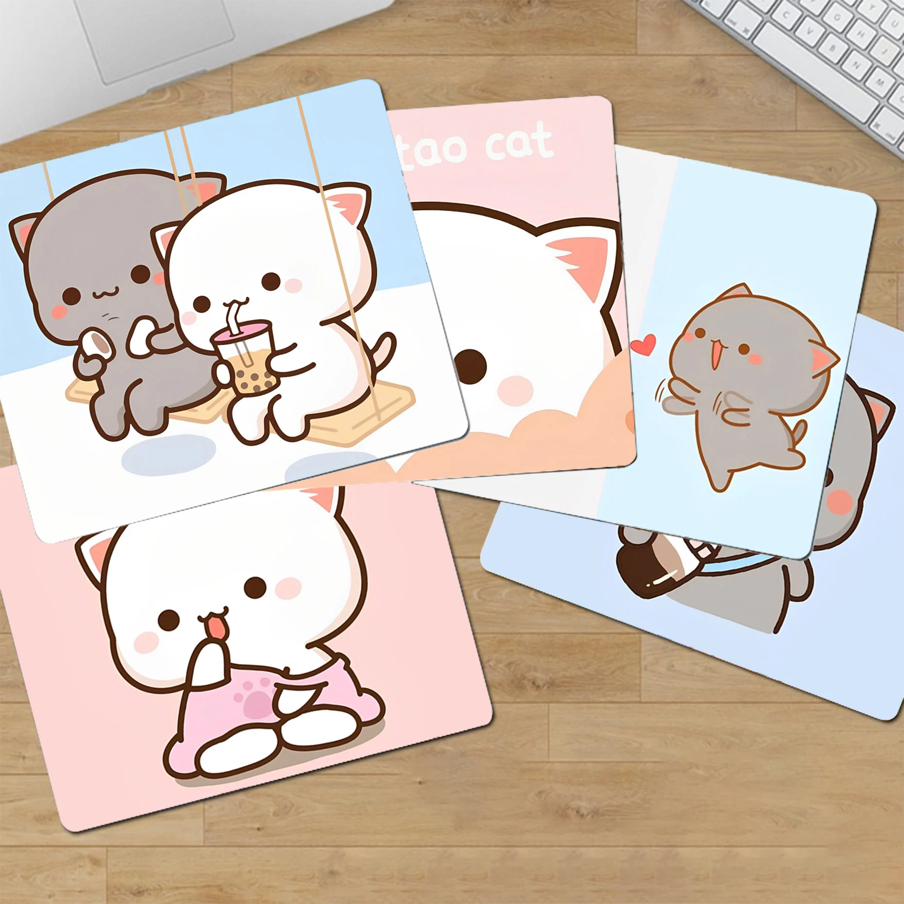 

Kawaii Peach Mochi Cat 25x29cm Small Gaming Mouse Pad Gamer Desk Mat Keyboard Pad Decoration Mause Pad For PC Computer Table