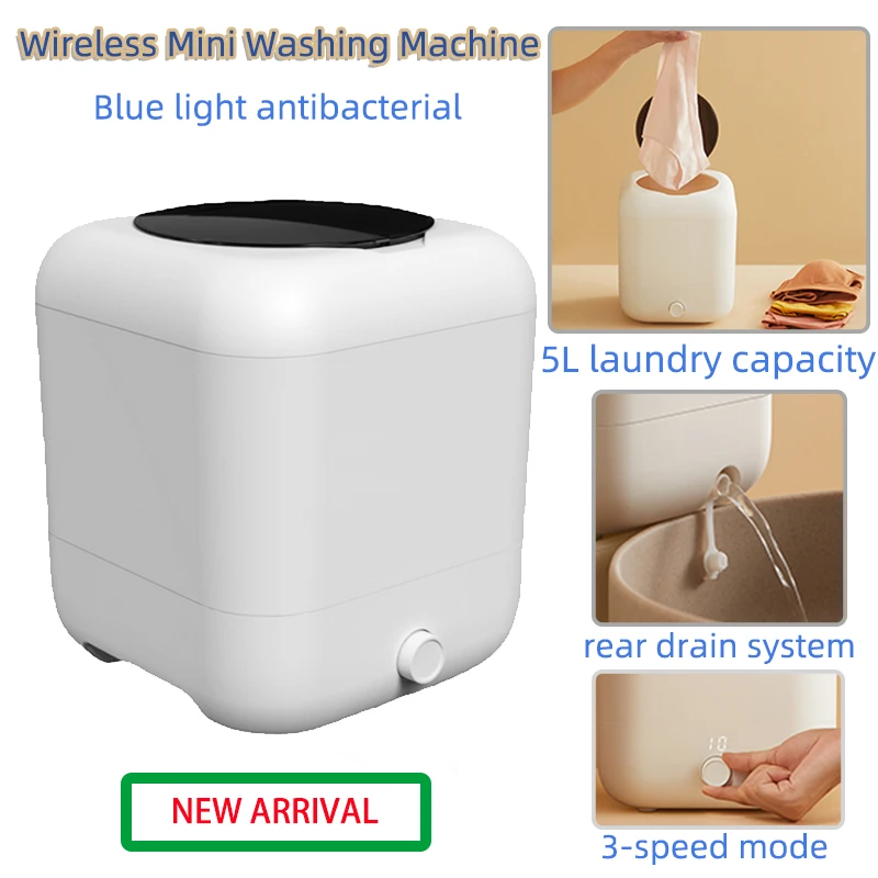

Portable Wireless Mini Washing Machine Socks Underwear Washing Machine Rechargeable Washing Machine Blue Light Antibacterial