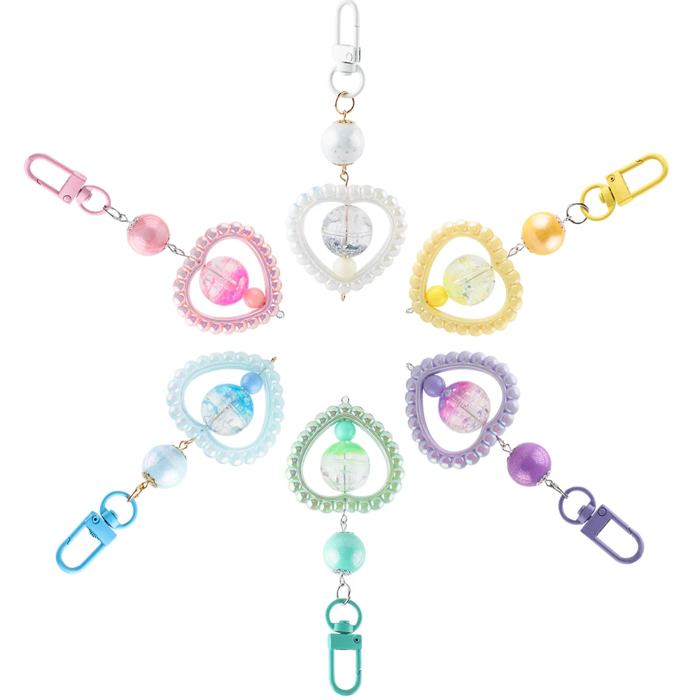 1 шт. кольцо-брелок с акриловыми бусинами в форме сердца