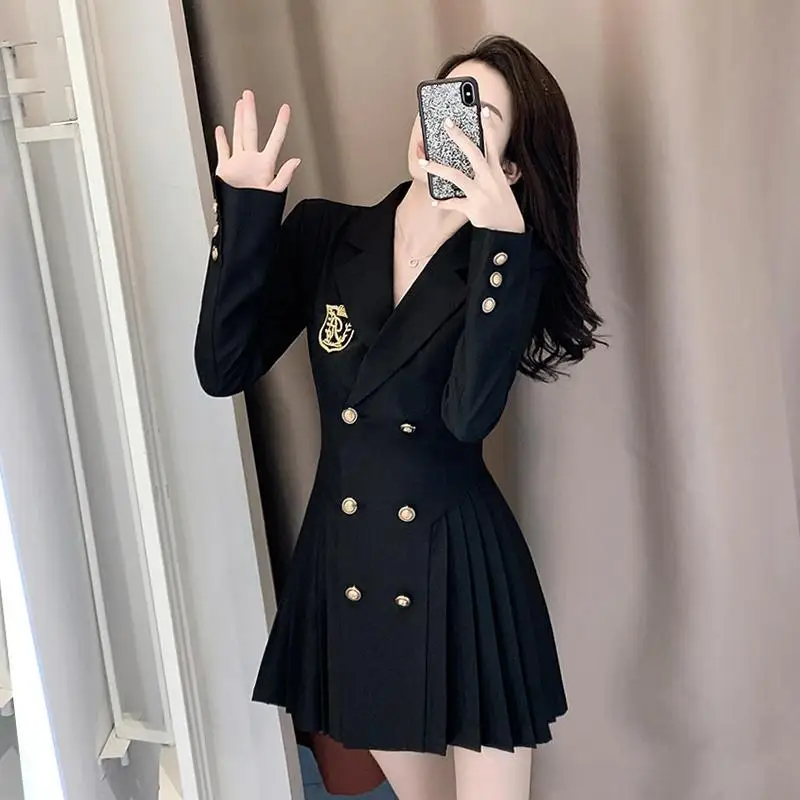 Small Western Summer Women's New Thin Coat Casual Jacket Design Sense College Wind Suit Dress Femininity Fold Waist