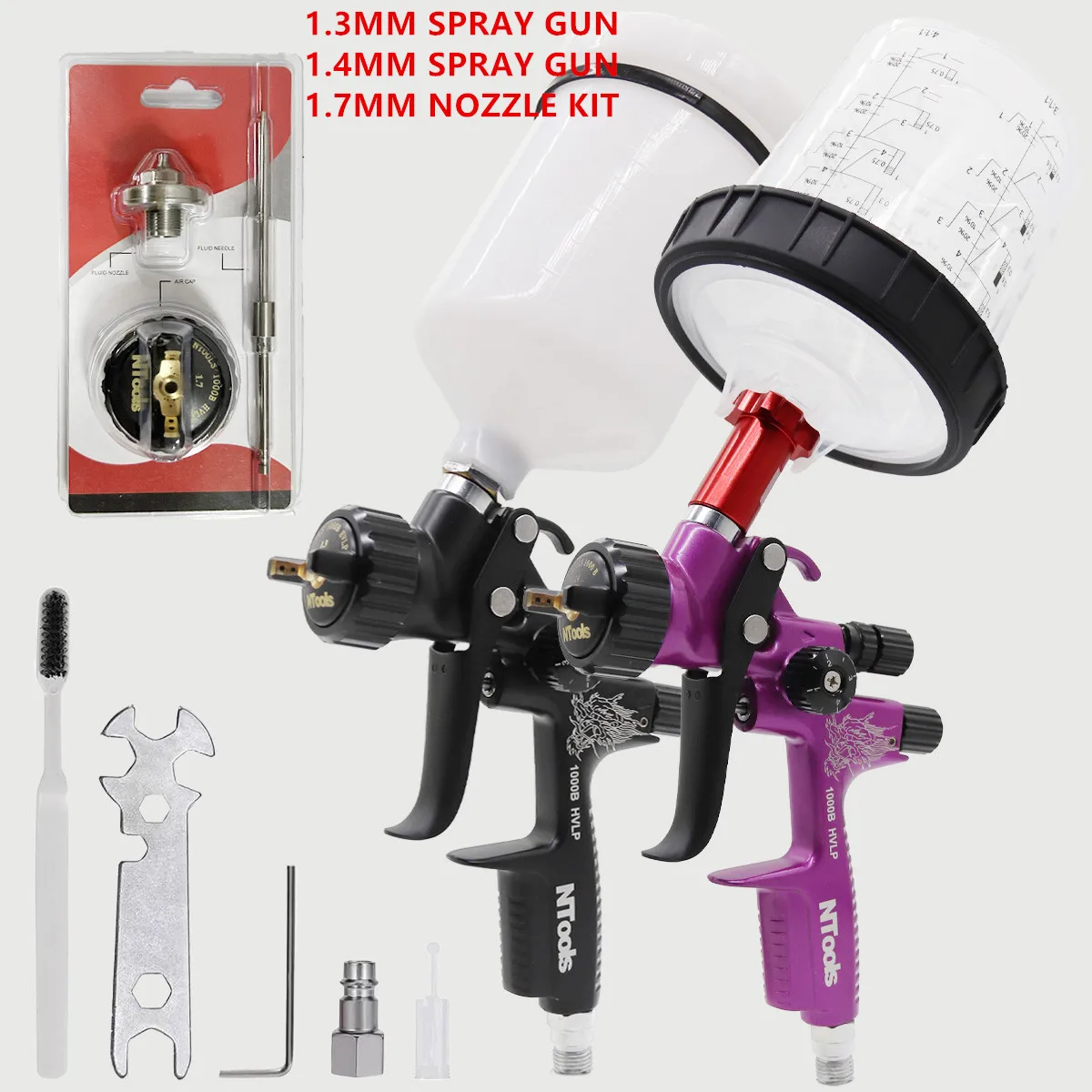 

Наборы пистолетов-распылителей NTOOLS HVLP 1,3 мм и 1,4 мм