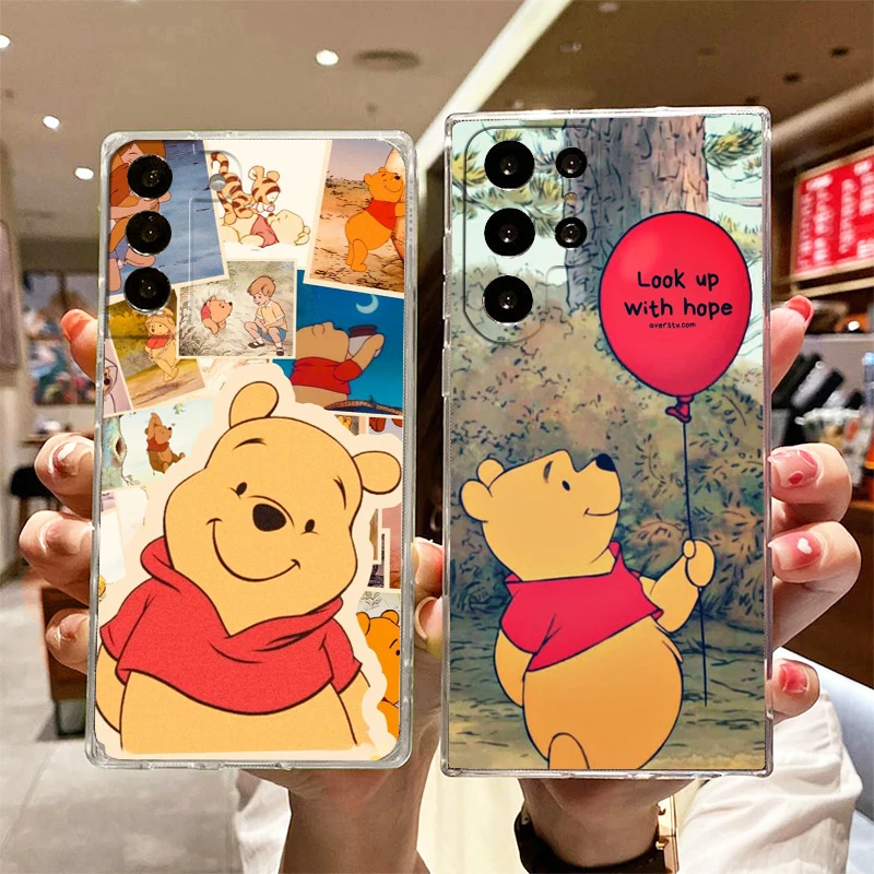 

Disney Cute Winnie Pooh Transparent Phone Case For Samsung S23 S22 S21 S20 FE Ultra Pro Lite S10 S10E S9 S8 Plus 5G