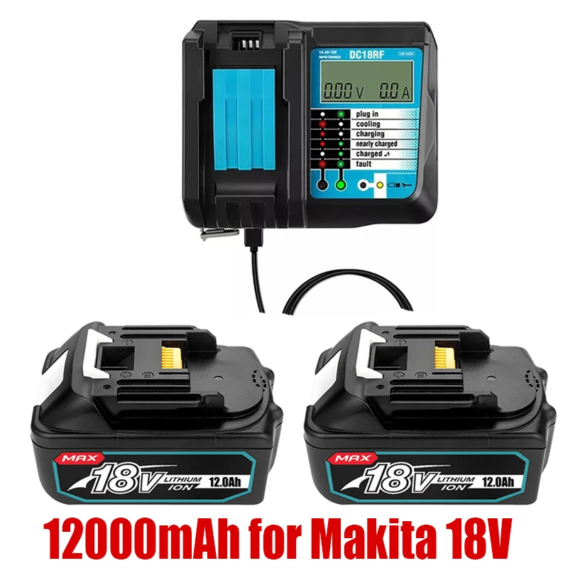 

100% original BL1860 Rechargeable Battery 18V 12000mAh Lithium ion for Makita 18v Battery BL1840 BL1850 BL1860B LXT400 + Charger
