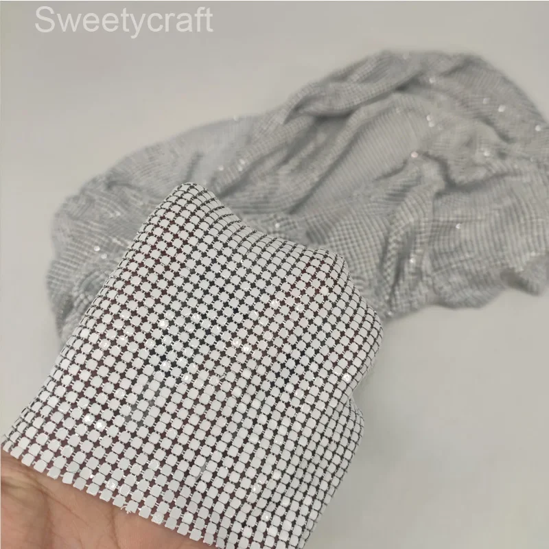Белый цвет 2023 модная Гибкая Металлическая сетчатая ткань с блестками для одежды