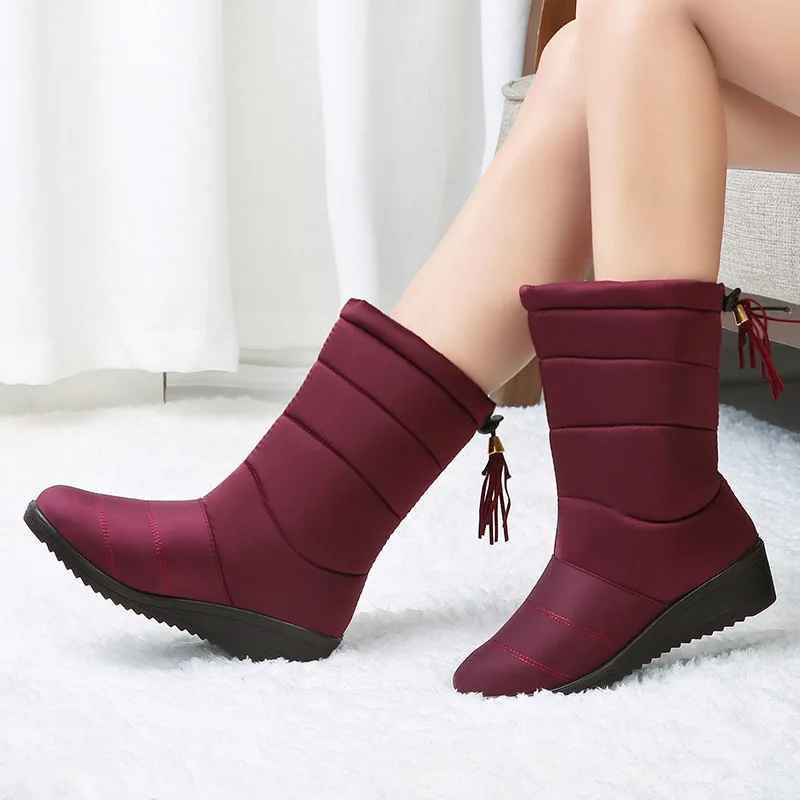 

Waterproof Snow Boots Women Boots Mid-Calf Winter Shoes For Women Shoes Fur Warm Female Boots Lightweight Platform Shoes Female