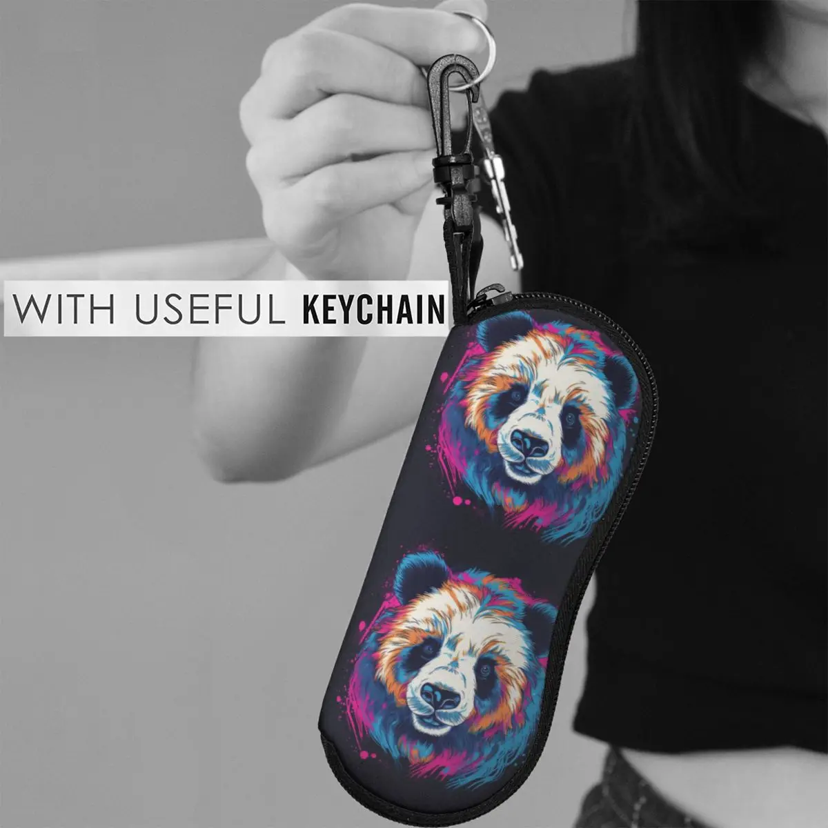 

Panda Vertical Glasses Case Vintage Male Female Zipped Sunglasses Pouch Retro Travel Eyeglasses Organizer