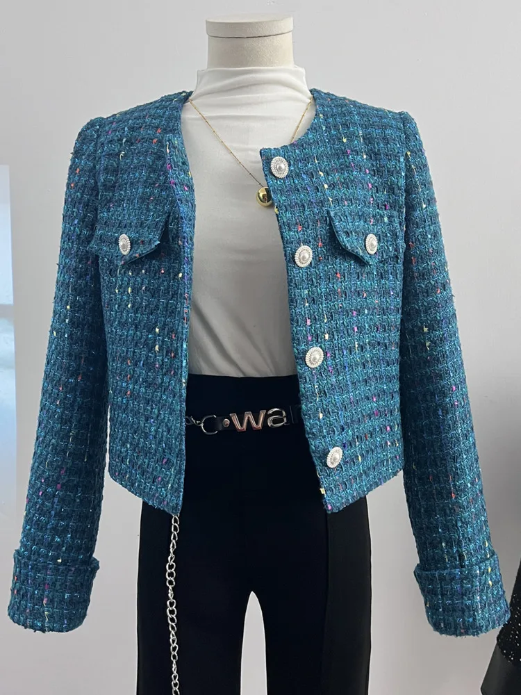 Женская твидовая куртка роскошная маленькая на осень и зиму короткое пальто для