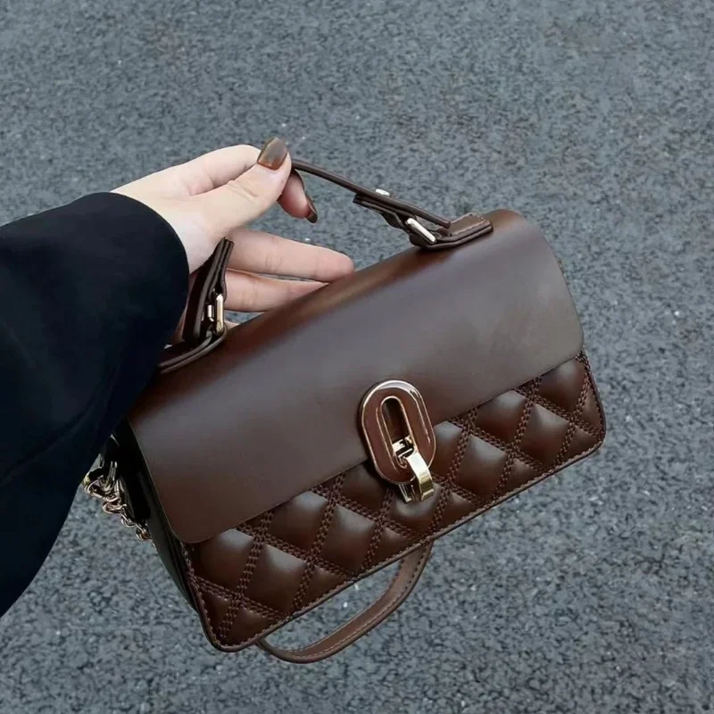 

Luxury Brand Women's Bag 2023 New Fashionable Single Shoulder Satchels Retro Small Square Flaps bags High Quality handbag Sac