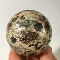 natural green cherry blossom agate stone ball crystal healing stone decoration