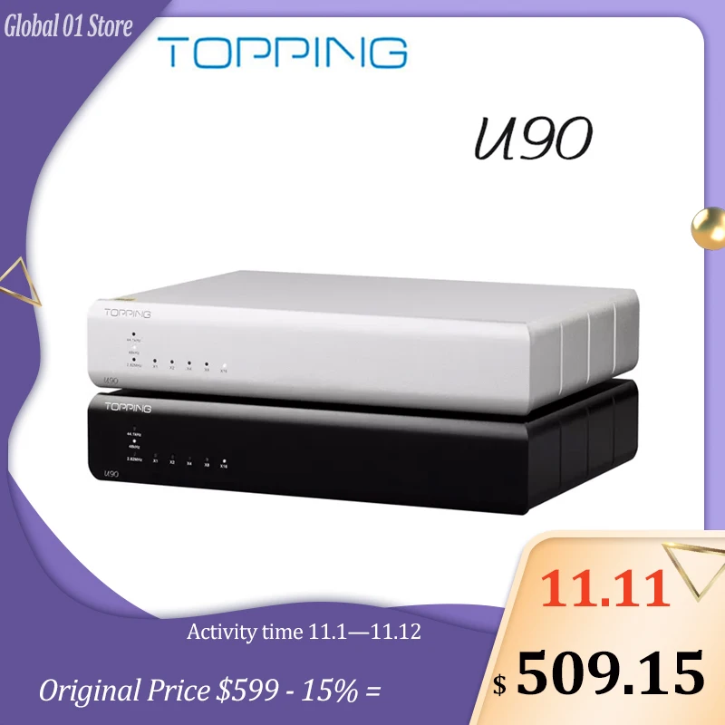 

USB-мост TOPPING U90 с поддержкой PCM32bit 768kHz DSD512, встроенный USB-изоляционный цифровой интерфейс для коаксиального оптического IIS