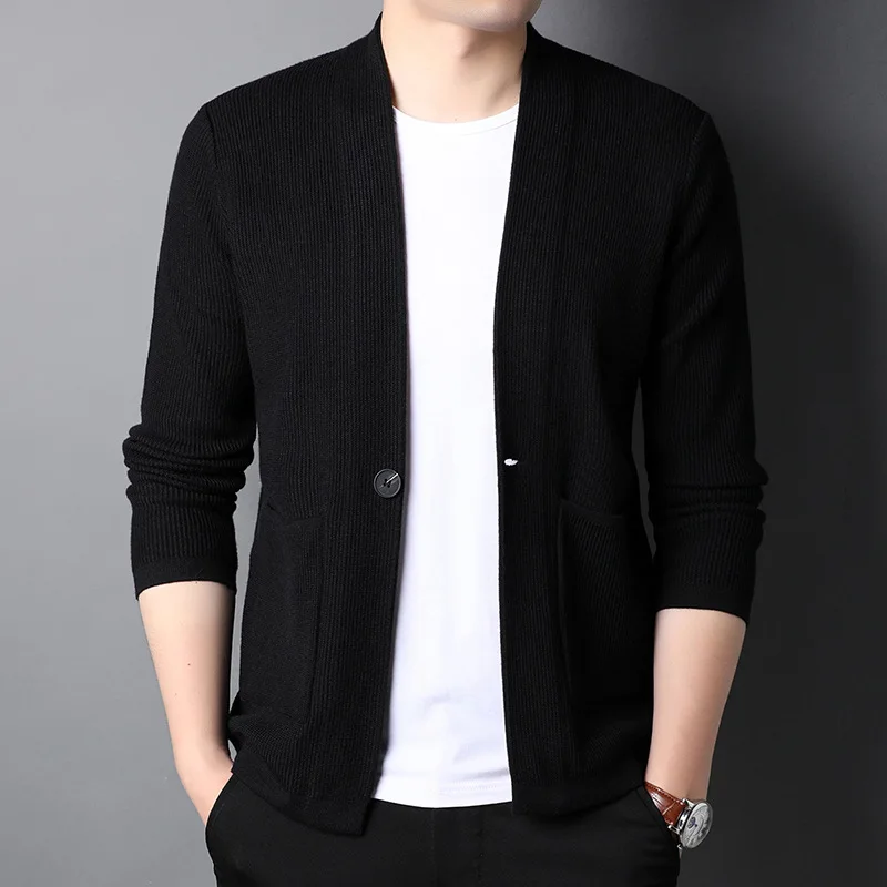 New Top Grade Autum Brand Fashion Knitwear Winter Japanese Mens 1 Button Cardigan Sweater Casual Coats Jacket Men Clothing