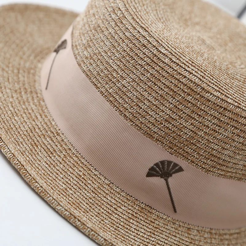 Fashion Retro Small Brim Flat Top Hat Women's Summer Travel Beach Straw Hat Beach Holiday Sun Hats