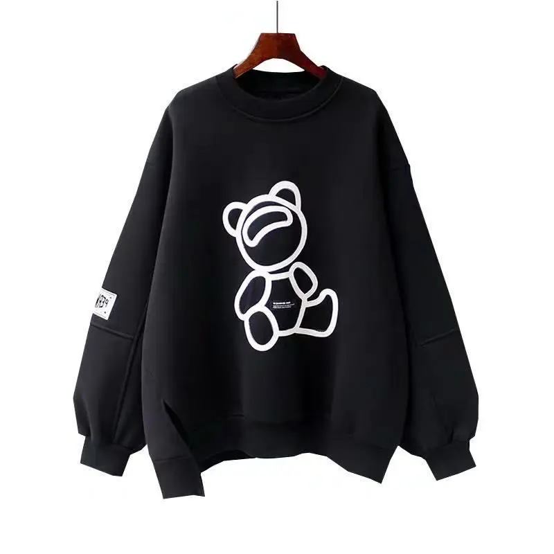 

2021 Spring and Autumn New Jacket Pullover Long-sleeved Sweater Women's Harajuku Loose Bear Oversized Sweater Retro Harajuku