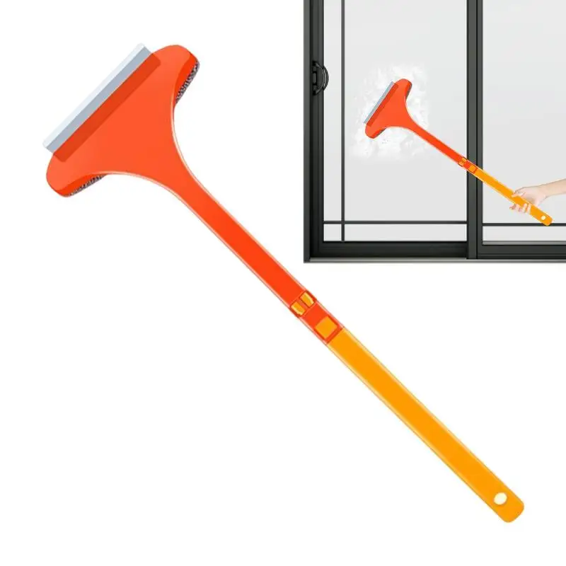 

Window Screen Cleaner 2 In 1 Screen Cleaning Brush With Handle Glass Cleaning Scraper Mesh Cleaner Tool Wet And Dry Dual-Use