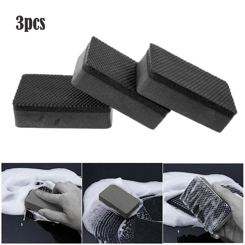 

3Pcs Car Clay polymer Bar Pad Sponge Block Cleaning Eraser Wax Polish washing mud Pad Tools Black Automotive Care 9x6x2.5cm